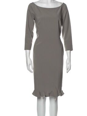 Jil Sander Grey Boatneck Long-Sleeve Knee-Length Dress